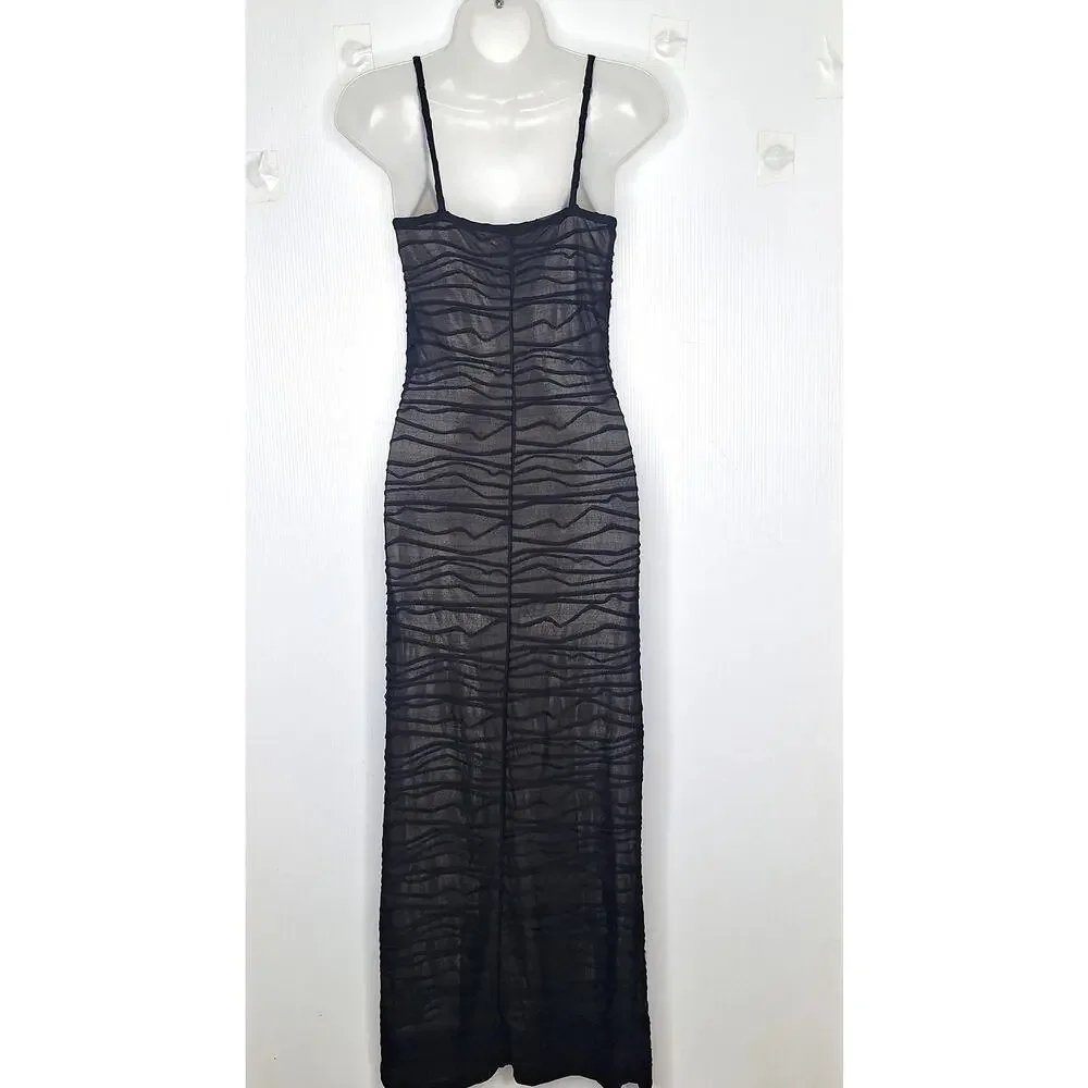 VTG 90s Y2K Bebe Moda Tank Slip Dress Maxi Sheer Overlay S Prom Bombshell HOCO